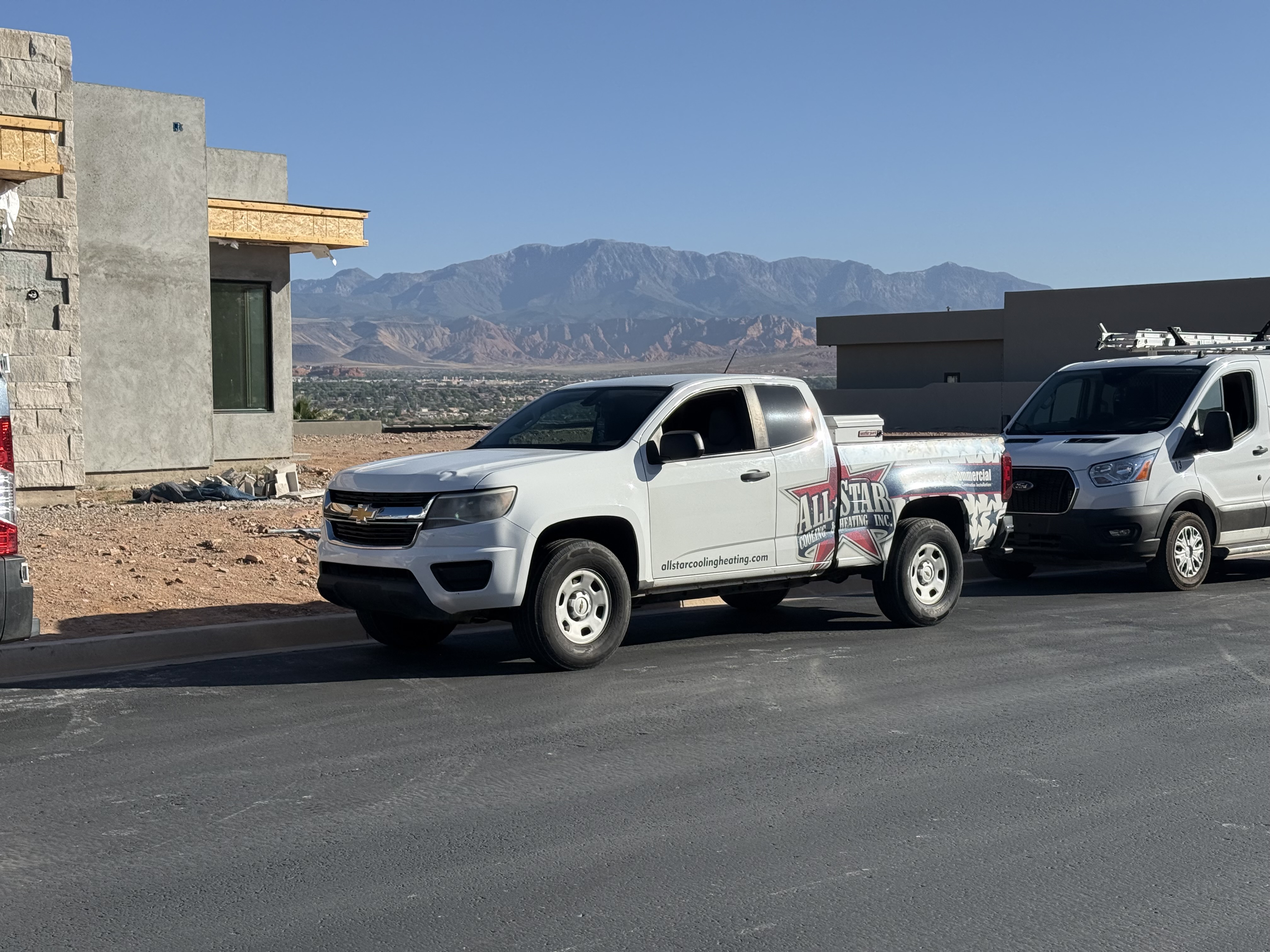 All Star Cooling & Heating Chevrolet pickup with the All Star logo and website on the bed